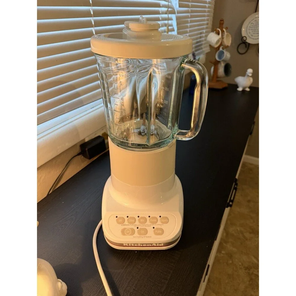 KitchenAid 5 Speed Blender RRKSB5 WH White with 40oz 5 Cup Glass Jar Tested